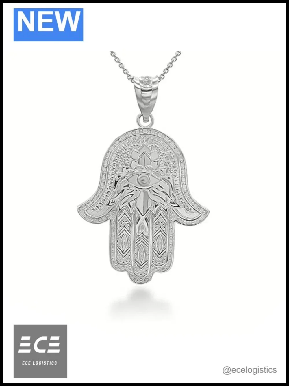 Sterling Silver All-Seeing Eye Hamsa Pendant Necklace 20
